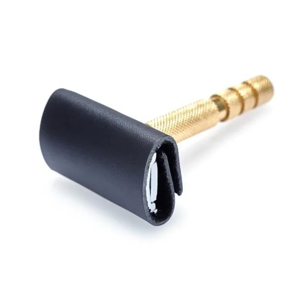 Safety Razor Head Protecting Leather Cover, Genuine Cowhide Leather Double Edge